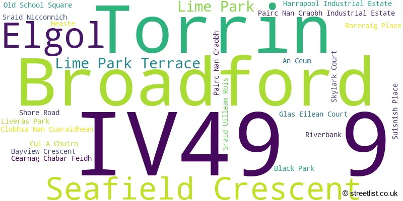 A word cloud for the IV49 9 postcode